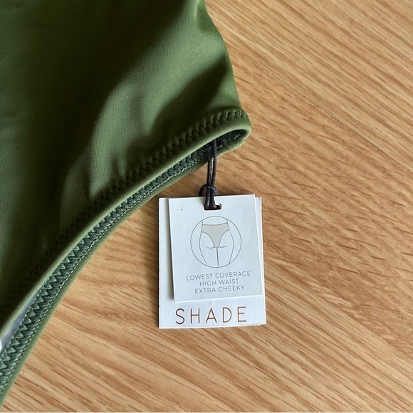 NWT Shade & Shore High Waist Cheeky Green Bikini Bottom Medium - Picture 6 of 7